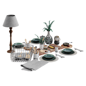 Table setting with a lamp.