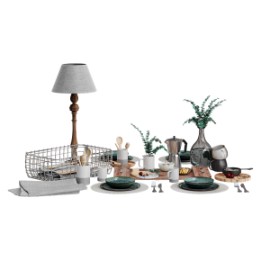 Table setting with a lamp.
