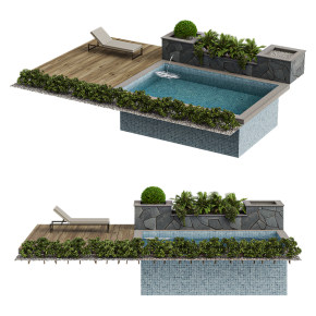 Backyard with a pool.