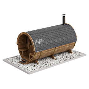 Finnish outdoor barrel sauna