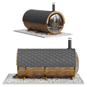 Finnish outdoor barrel sauna