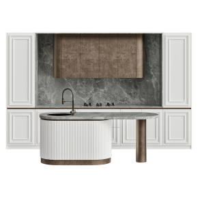 Кухня молочная с овальным островом