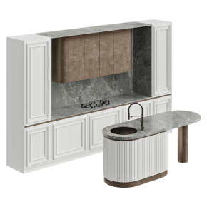 Кухня молочная с овальным островом