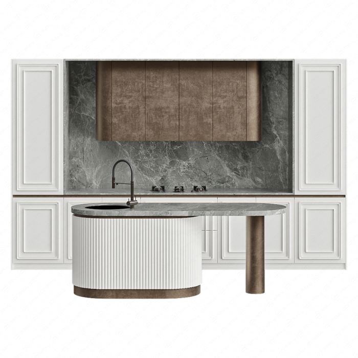 Кухня молочная с овальным островом