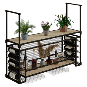 Suspended bar with dishes.