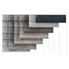 Roman blinds made of heavy fabric.