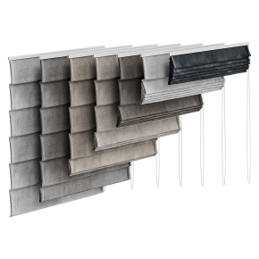 Roman blinds made of heavy fabric.