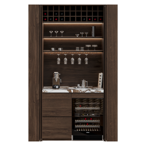 Built-in wooden bar.