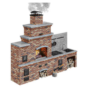 Барбекю уличное с дымом