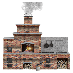 Барбекю уличное с дымом