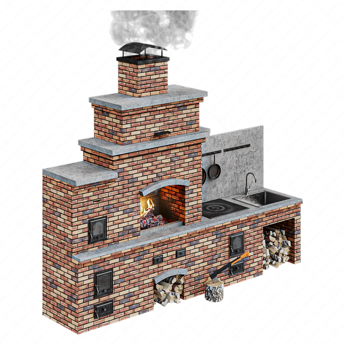 Барбекю уличное с дымом