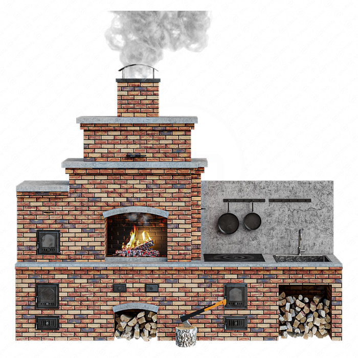 Барбекю уличное с дымом