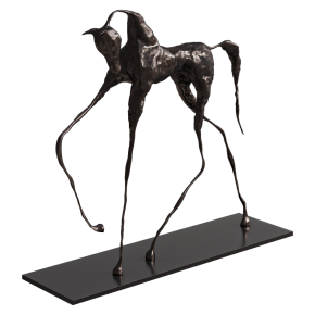 An abstract sculpture of a horse.