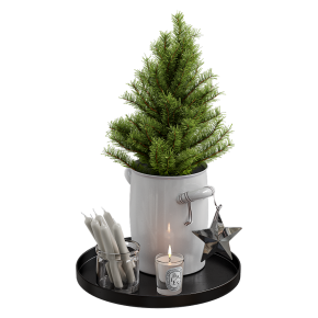 Christmas decor with a small Christmas tree.