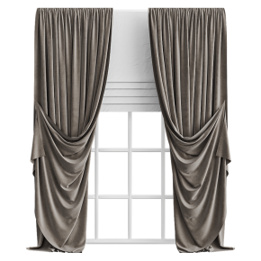 Шторы коричневые со сборками
