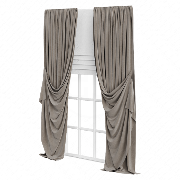 Шторы коричневые со сборками Шторы коричневые со сборками