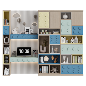 Children's furniture arrangement with decor.