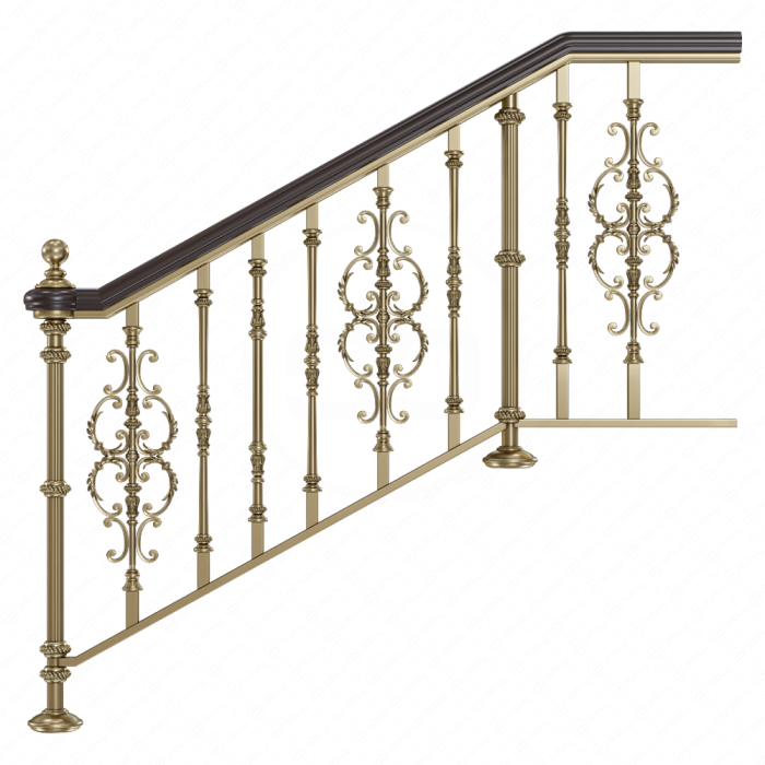 Перила из металла для классической лестницы