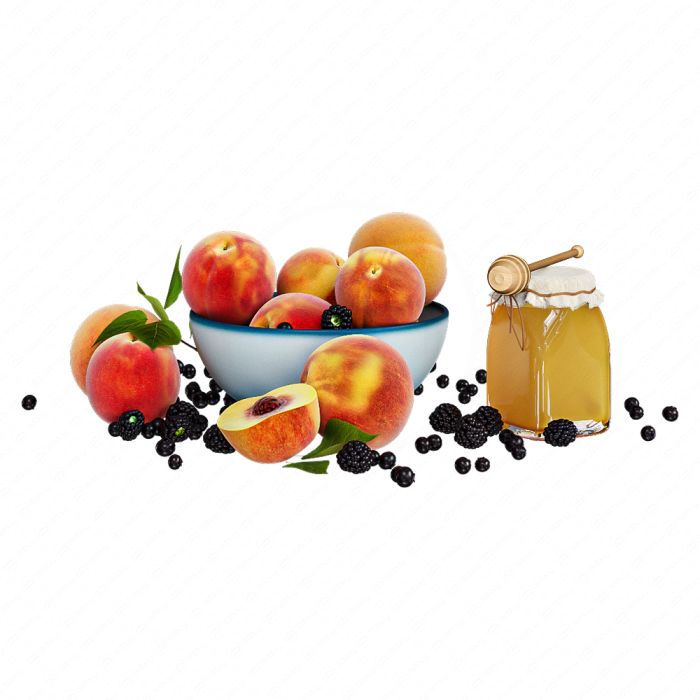 Персики с ягодами и медом