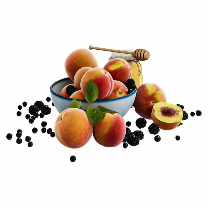Персики с ягодами и медом