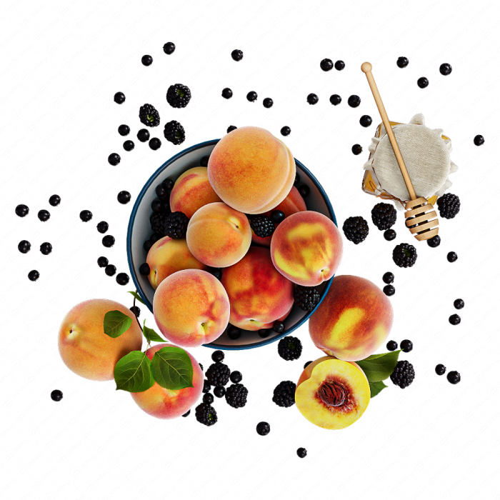 Персики с ягодами и медом