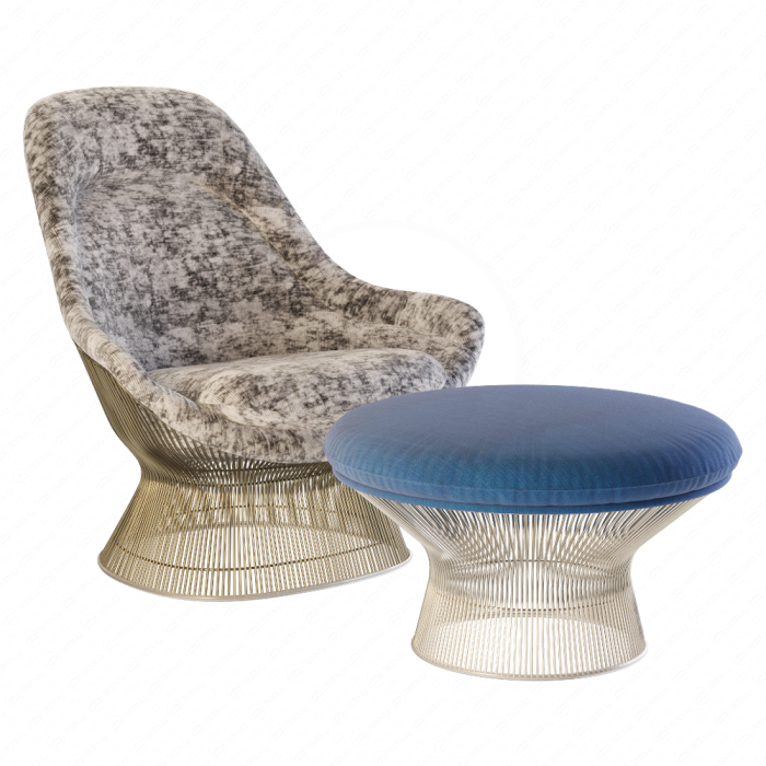 Кресло с оттоманкой от Warren Platner