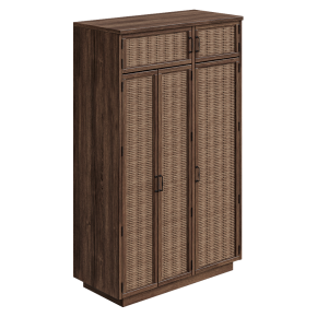 Wooden cabinet made of rattan.
