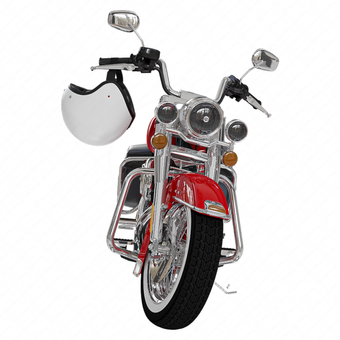 Leather moto helmet красный