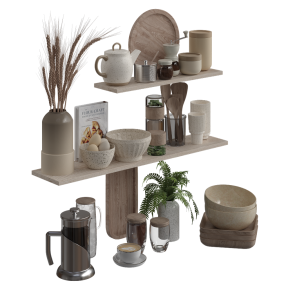 Filling shelves with kitchen decor