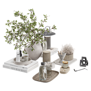 Decorative interior set with a lamp and glasses.