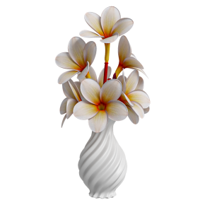 Decorative bouquet of plumerias in a vase