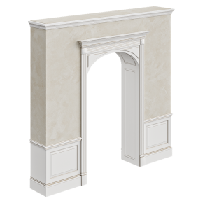 Arched opening with wall panels.