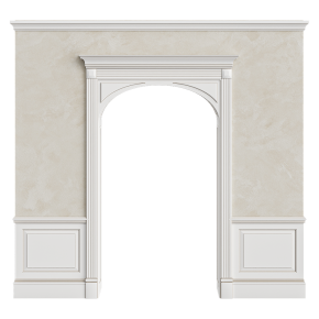 Arched opening with wall panels.