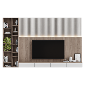 TV stand with houseplants.