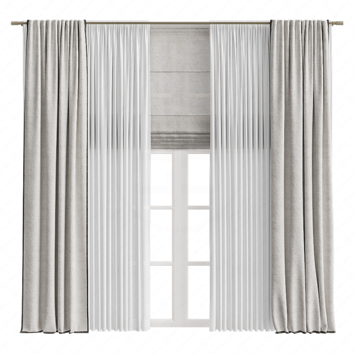 Шторы в пол с римской бежевые и тюль