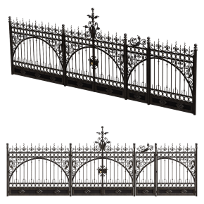 Wrought-iron gates and wicket gates.