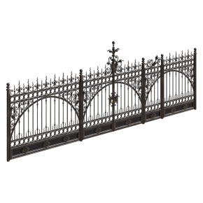 Wrought-iron gates and wicket gates.