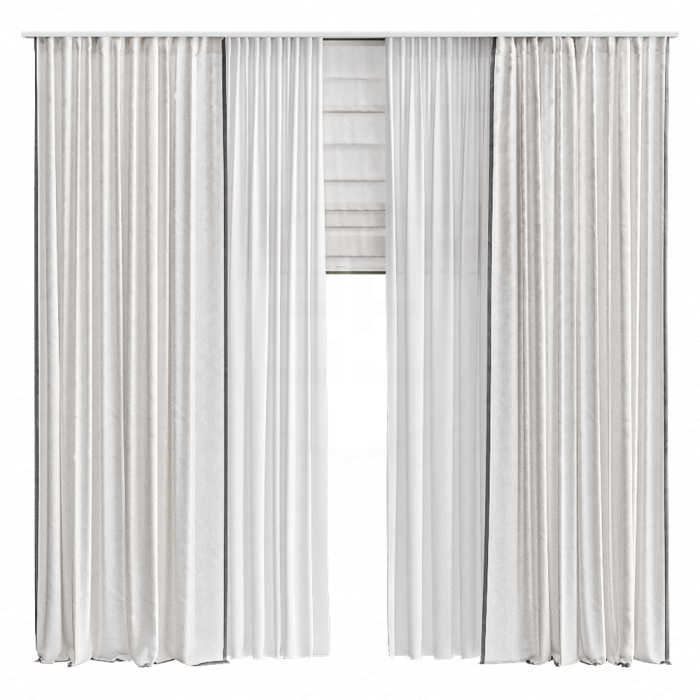 Шторы молочные в пол с римской