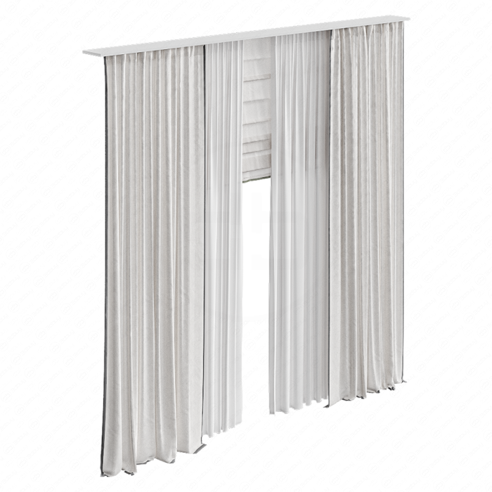 Шторы молочные в пол с римской