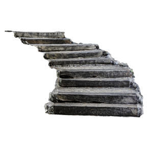 A landscape staircase made of stone and wood.