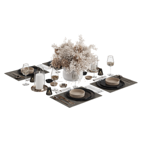 Decorative set with dishes and a vase