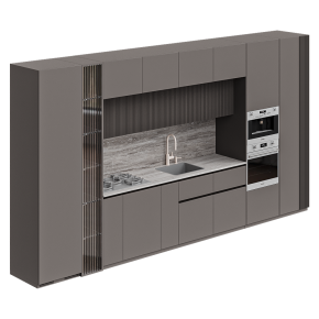 Beige straight kitchen