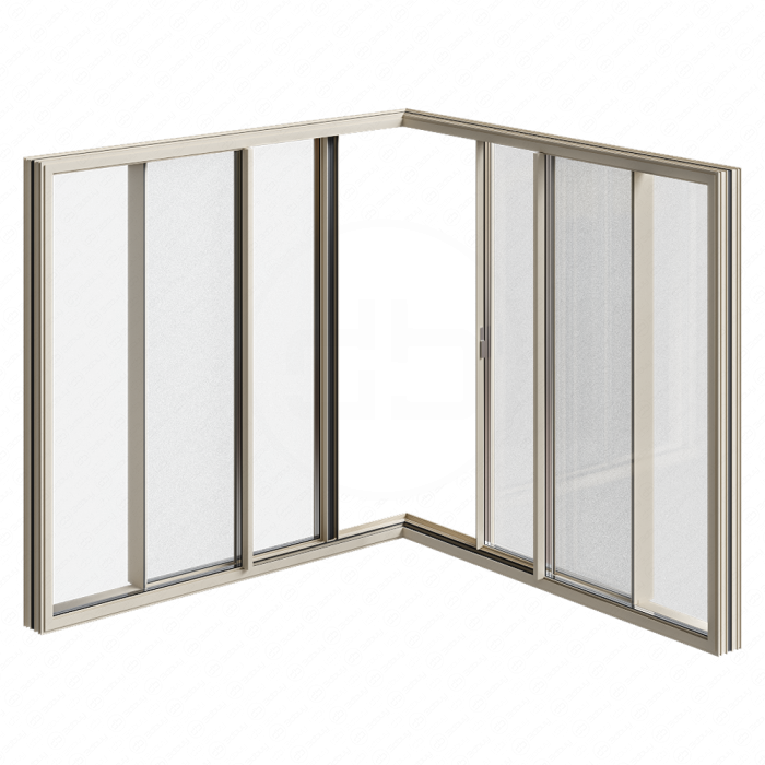 Раздвижное угловое витражное окно