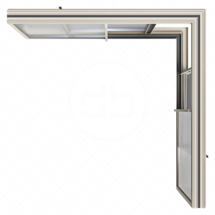 Раздвижное угловое витражное окно