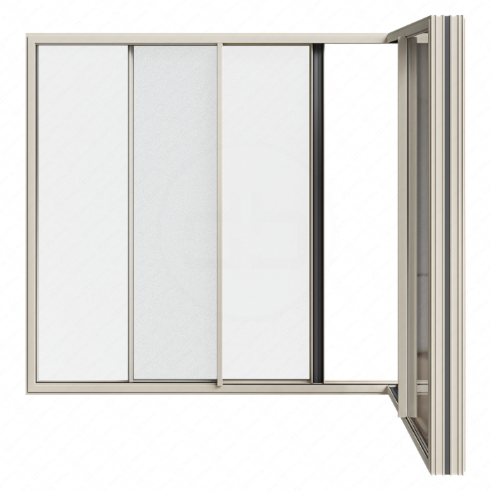 Раздвижное угловое витражное окно