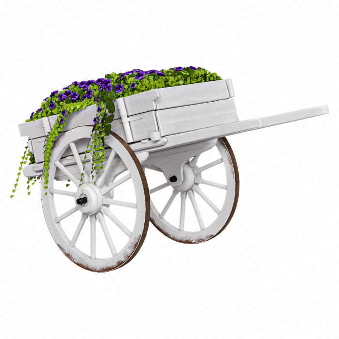 Деревянная тележка с клумбой