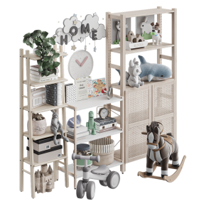 Furniture and toys for a children's room.