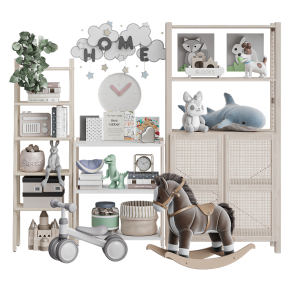 Furniture and toys for a children's room.