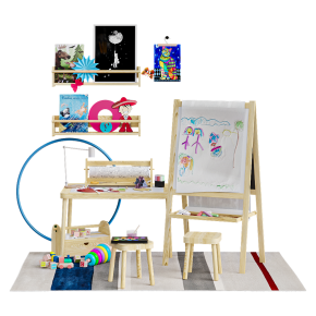 Kids' easel and IKEA decor