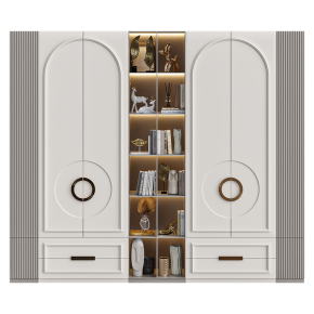 Neoclassical wall unit for clothes and decor